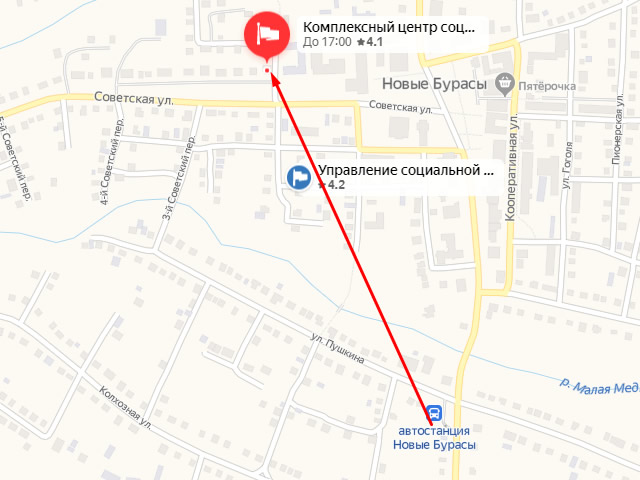 Комплексный центр социального обслуживания (соцзащиты) населения Новобурасского района в р.п. Новые Бурасы на ул. Советская